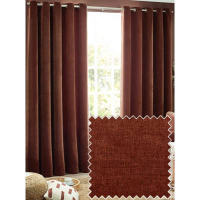 Yard Nutmeg Heavy Chenille Velvet Eyelet Curtains