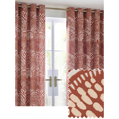 Hoem Chestnut Nola Abstract Eyelet Curtain