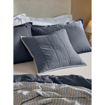 Yard Blue Hebden Stripe 100% Cotton Cushion