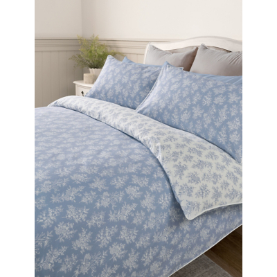 Stacey Solomon Blue Etched Floral Reversible Cotton Duvet Set