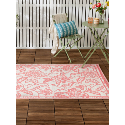 Furn Pink & White Anemone Woven Jacquard Outdoor Rug