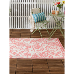 Furn Pink & White Anemone Woven Jacquard Outdoor Rug
