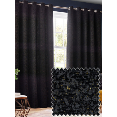 Paoletti Black Galaxy Chenille Eyelet Curtains