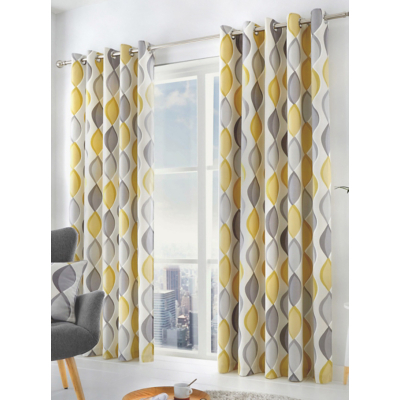 Fusion Lennox Grey & Ochre Eyelet Curtains