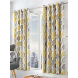 Fusion Lennox Grey & Ochre Eyelet Curtains