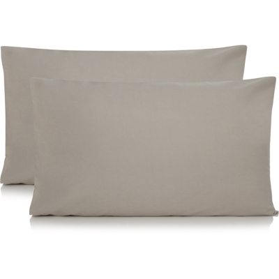 Grey 100% Cotton Percale Plain Pillowcase Pair