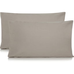 Grey 100% Cotton Percale Plain Pillowcase Pair