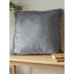 Catherine Lansfield Charcoal Velvet and Faux Fur Cushion
