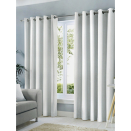 Fusion Sorbonne 100% Cotton Pair of Eyelet Curtains in White