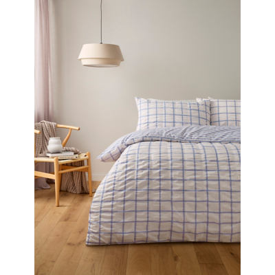 Lilac Box Check Seersucker Duvet Set