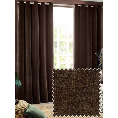Yard Brown Heavy Chenille Velvet Eyelet Curtains