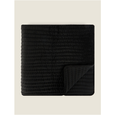 Black Embroidered Velvet Throw - 150cm x 200cm