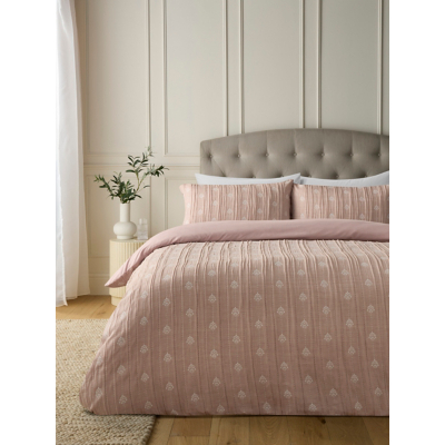 Pink Striped Damask Print Matelasse Duvet Set
