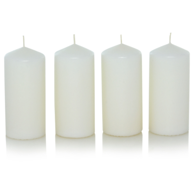 White Medium Pillar Candles - Set of 4