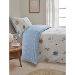 Blue Space Print Cotton Reversible Duvet Set