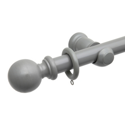 A-International Grey Wooden Curtain Pole with Plain Ball Finial