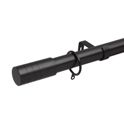 A-International Matte Black Extendable Curtain Pole with Barrel Finials