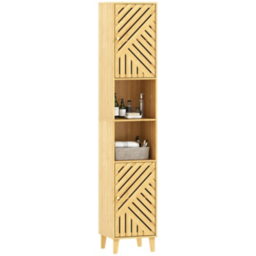 HOMCOM Tall Bamboo Bathroom Cabinet