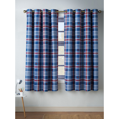 Catherine Lansfield Stars And Check Eyelet Curtains