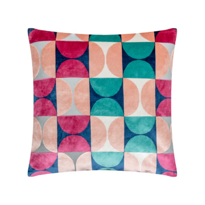 Paoletti Bardot Blue & Pink Cut Velvet Cushion