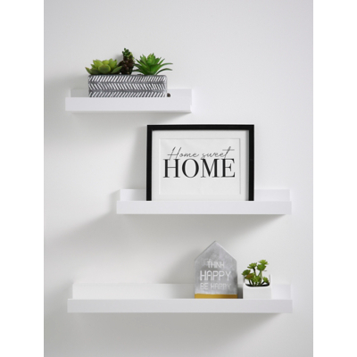 White Floating Picture Shelf - Set of 3