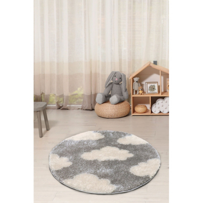 maker Snug Shaggy Round Kids Rug Clouds