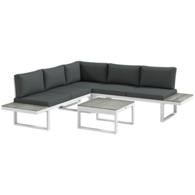 Outsunny White & Grey 4 Piece Garden Sofa with Table