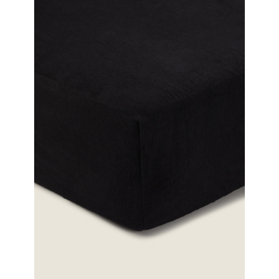 Black Brushed Cotton Plain Fitted Sheet