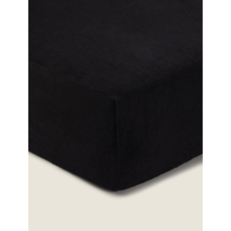 Black Brushed Cotton Plain Fitted Sheet