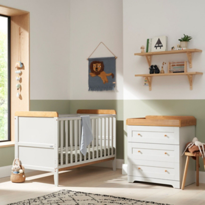 Tutti Bambini Dove Grey & Honey Oak Rio 2-Piece Room Nursery Furniture Set