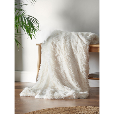 Catherine Lansfield Cream Cuddly Blanket Throw - 150 x 200cm