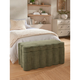 Green Wavy Storage Ottoman