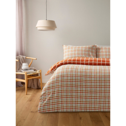 Orange Brushed Cotton Autumn Gingham Duvet Set