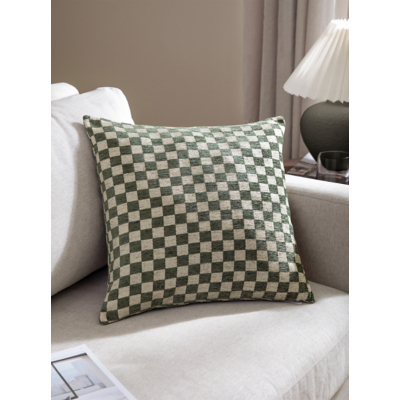Hoem Green Larro Chenille Checkerboard Cushion