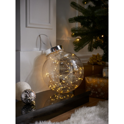 Silver-Tone Christmas Ball Light Decoration