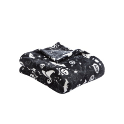 Bedlam Halloween Boo Kids Fleece Throw in Black - 120cm x 150cm