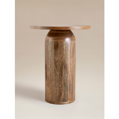 Natural Wood T-Shape Side Table