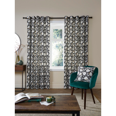 Fusion Luna 100% Cotton Eyelet Curtains in Black
