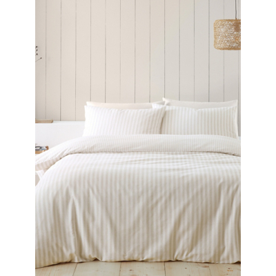 Catherine Lansfield Natural Brushed Stripe Duvet Cover Set