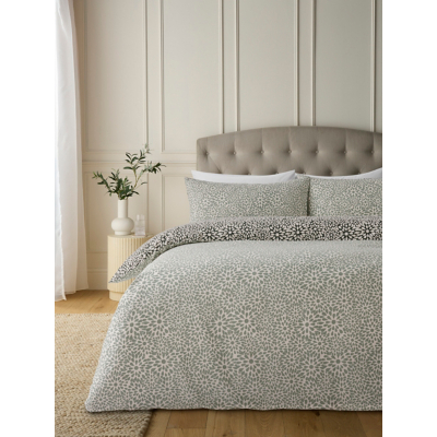Green & White Sanctuary Pad Print Cotton Duvet Set
