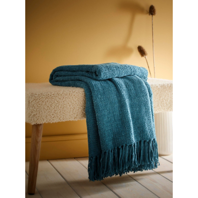 Appletree Teal Chenille Throw - 130cm x 180cm