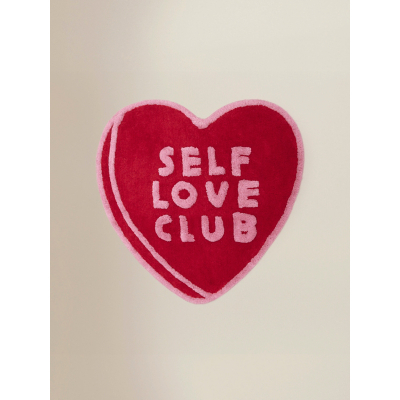 Red Self Love Club Heart Cotton Bath Mat
