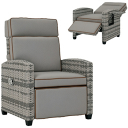 Outsunny Rattan Recliner with Flip Table