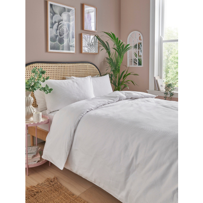 White Waffle Texture Duvet Set