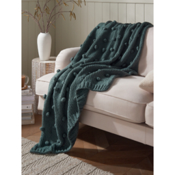Stacey Solomon Sage Pom Pom Knit Throw - 120cm x 150cm