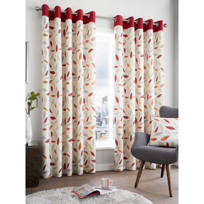 Fusion Beechwood Red Eyelet Curtains