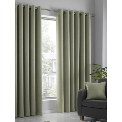 Fusion Strata Thermal Dim-Out Eyelet Curtains in Green