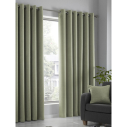 Fusion Strata Thermal Dim-Out Eyelet Curtains in Green