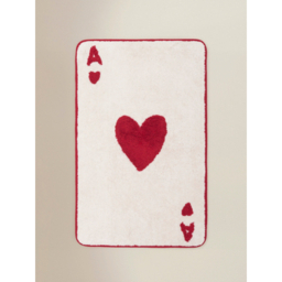 Red & White Ace Of Hearts Playing Card Cotton Bath Mat