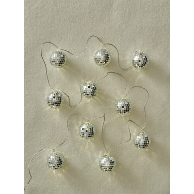 Silver-Tone Disco Ball String Lights 10 Piece